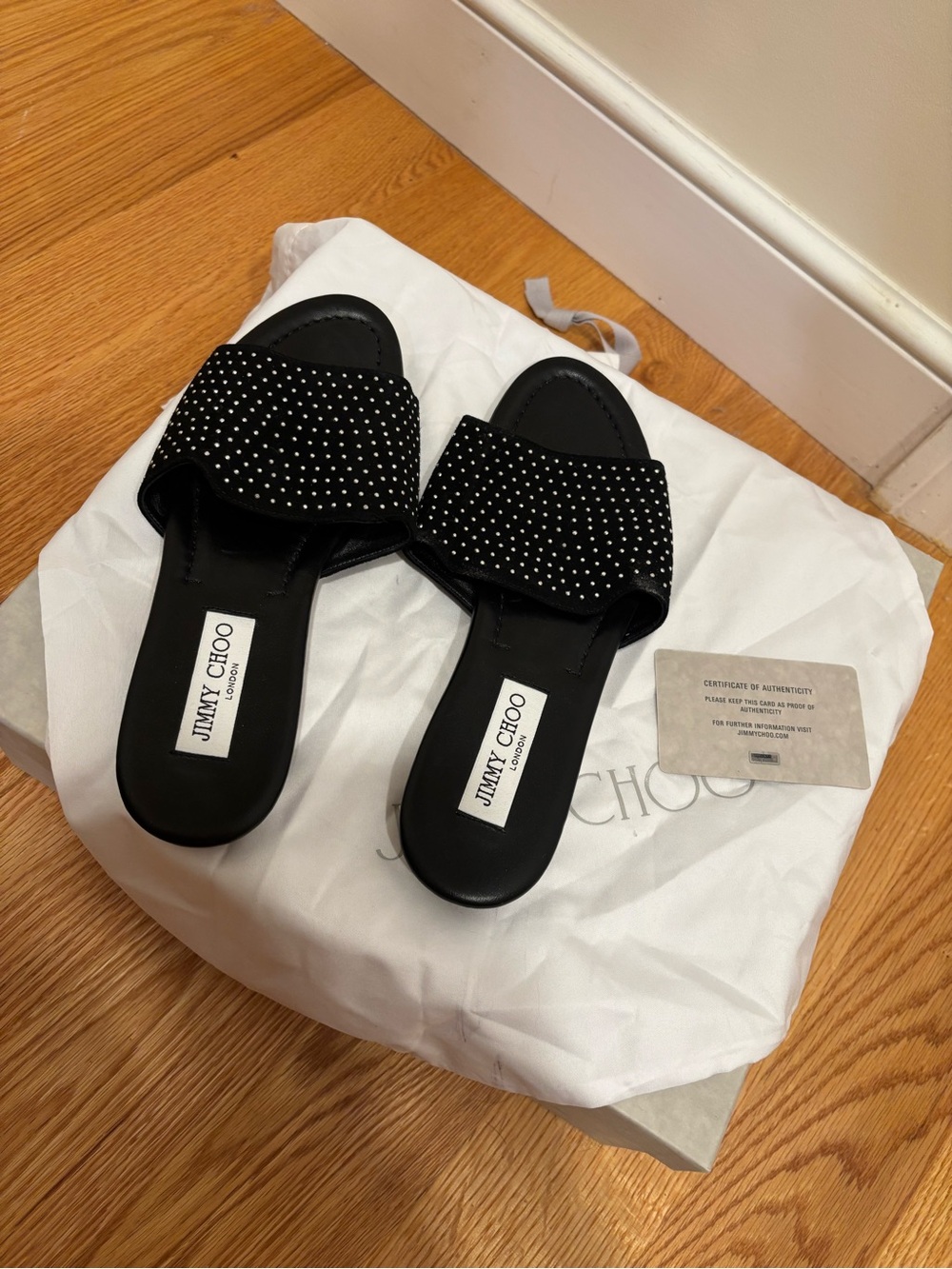 Jimmy Choo Black Crystal-Studded Slide Mules